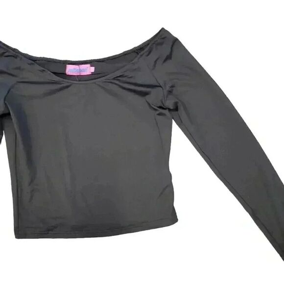 Edikted Women's Black Cotton/Spandex Tahlia Off the Shoulder Crop Top NEW - Picture 7 of 16